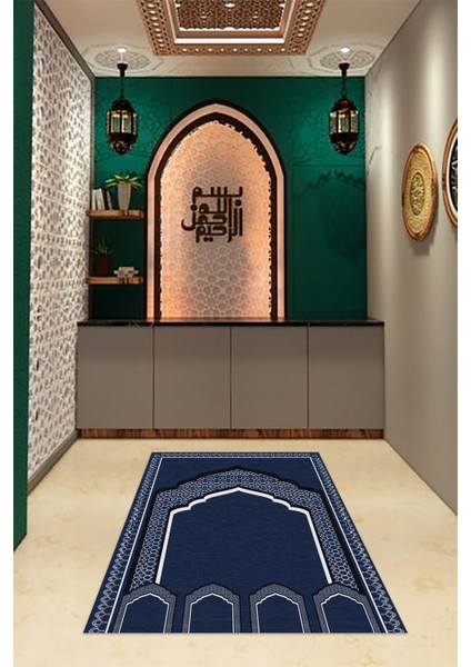 Dijital Baskılı Kaymaz Yıkanabilir (70X130) Hediyelik Namazlık Seccade, N-Seccade-02-Mavi, indirimleri