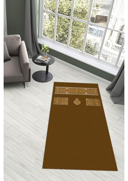 Dijital Baskılı Kaymaz Yıkanabilir (70X130) Hediyelik Namazlık Seccade, N-Seccade-46-Kahve,