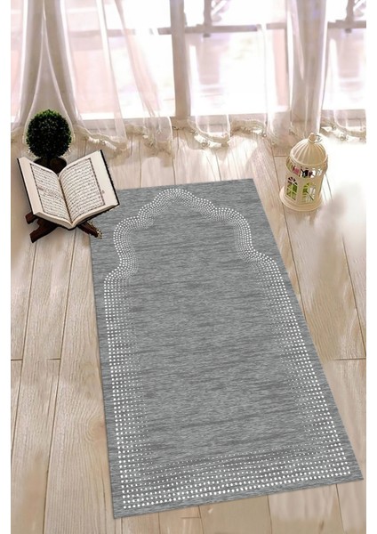 Dijital Baskılı Kaymaz Yıkanabilir (70X130) Hediyelik Namazlık Seccade, N-Seccade-13-Gri, fiyatları