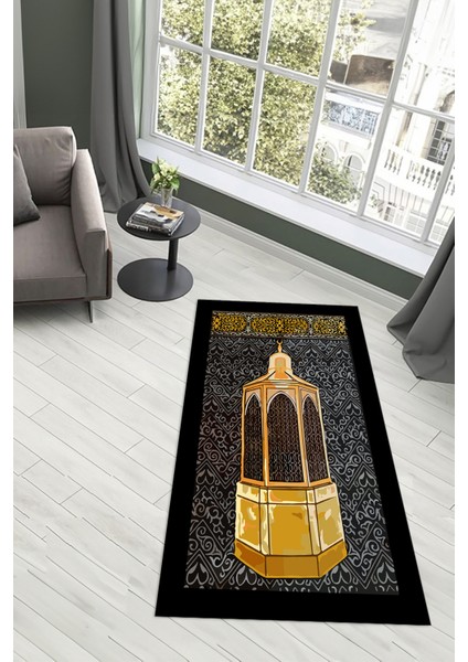 Dijital Baskılı Kaymaz Yıkanabilir (70X130) Hediyelik Namazlık Seccade, N-Seccade-43-Siyah, fiyatları