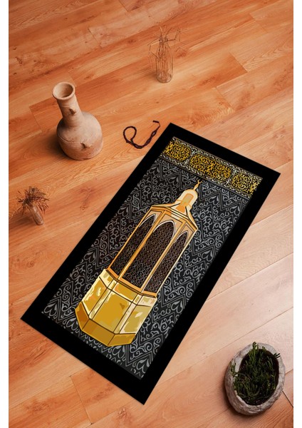 Dijital Baskılı Kaymaz Yıkanabilir (70X130) Hediyelik Namazlık Seccade, N-Seccade-43-Siyah, modelleri