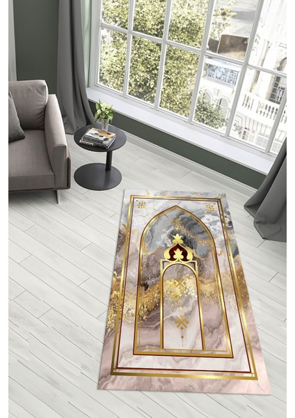 Dijital Baskılı Kaymaz Yıkanabilir (70X130) Hediyelik Namazlık Seccade, N-Seccade-36-Gold, modelleri