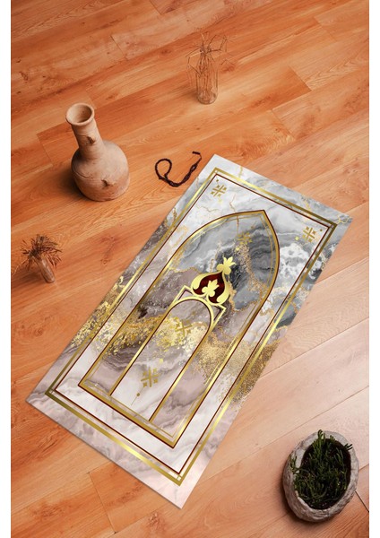Dijital Baskılı Kaymaz Yıkanabilir (70X130) Hediyelik Namazlık Seccade, N-Seccade-36-Gold, fırsatları