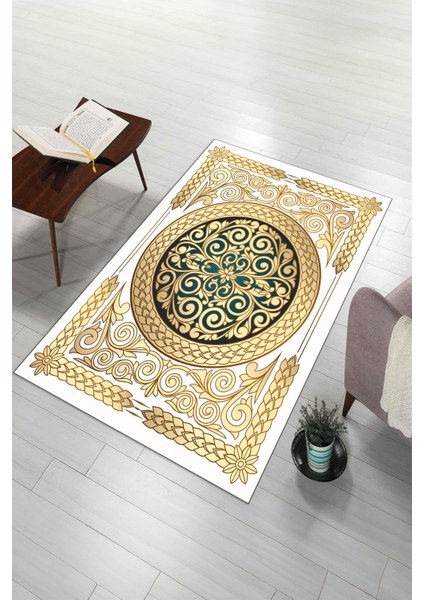 Dijital Baskılı Kaymaz Yıkanabilir (70X130) Hediyelik Namazlık Seccade, N-Seccade-37-Gold, fiyatları