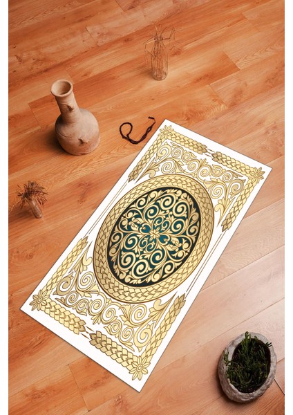 Dijital Baskılı Kaymaz Yıkanabilir (70X130) Hediyelik Namazlık Seccade, N-Seccade-37-Gold, fırsatları