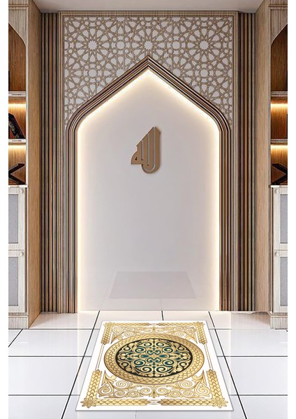Dijital Baskılı Kaymaz Yıkanabilir (70X130) Hediyelik Namazlık Seccade, N-Seccade-37-Gold, indirimleri