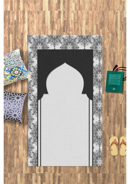 Dijital Baskılı Kaymaz Yıkanabilir (70X130) Hediyelik Namazlık Seccade, N-Seccade-25-Gri, modelleri