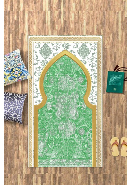 Dijital Baskılı Kaymaz Yıkanabilir (70X130) Hediyelik Namazlık Seccade, N-Seccade-26-Yeşil, modelleri