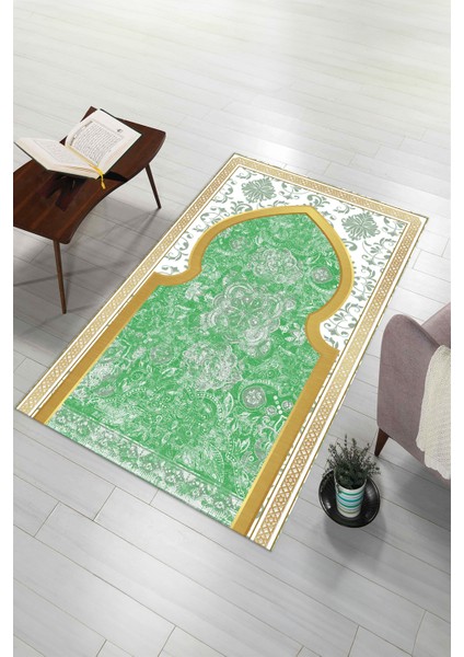 Dijital Baskılı Kaymaz Yıkanabilir (70X130) Hediyelik Namazlık Seccade, N-Seccade-26-Yeşil, fırsatları