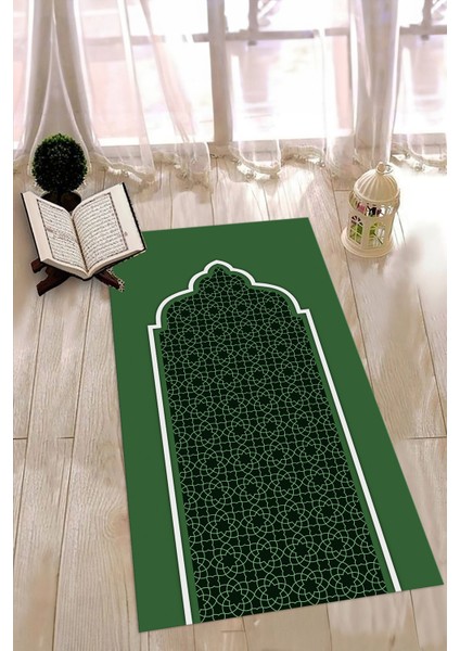 Dijital Baskılı Kaymaz Yıkanabilir (70X130) Hediyelik Namazlık Seccade, N-Seccade-08-Yeşil, modelleri