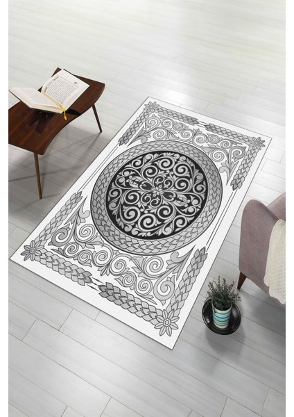 Dijital Baskılı Kaymaz Yıkanabilir (70X130) Hediyelik Namazlık Seccade, N-Seccade-37-Gri, fiyatları