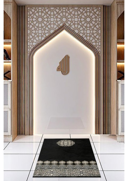 Dijital Baskılı Kaymaz Yıkanabilir (70X130) Hediyelik Namazlık Seccade, N-Seccade-44-Siyah, fırsatları