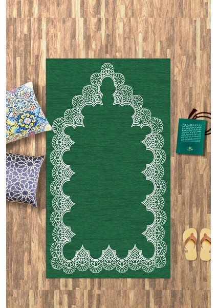 Dijital Baskılı Kaymaz Yıkanabilir (70X130) Hediyelik Namazlık Seccade, N-Seccade-14-Yeşil, fırsatları