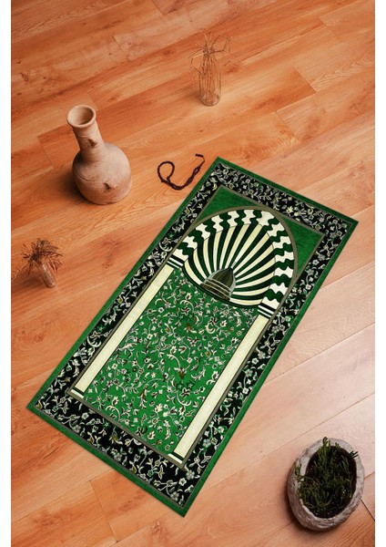 Dijital Baskılı Kaymaz Yıkanabilir (70X130) Hediyelik Namazlık Seccade, N-Seccade-34-Yeşil, fırsatları