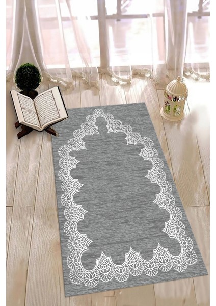 Dijital Baskılı Kaymaz Yıkanabilir (70X130) Hediyelik Namazlık Seccade, N-Seccade-14-Gri, fiyatları
