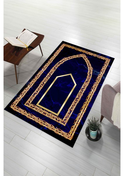 Dijital Baskılı Kaymaz Yıkanabilir (70X130) Hediyelik Namazlık Seccade, N-Seccade-21-Mavi, fırsatları