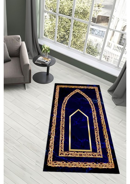 Dijital Baskılı Kaymaz Yıkanabilir (70X130) Hediyelik Namazlık Seccade, N-Seccade-21-Mavi, indirimleri