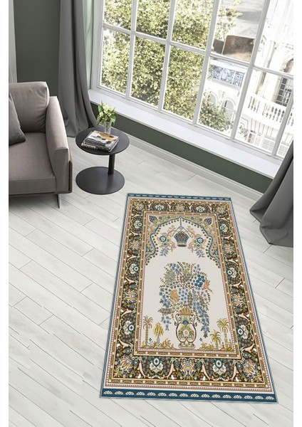 Dijital Baskılı Kaymaz Yıkanabilir (70X130) Hediyelik Namazlık Seccade, N-Seccade-29-Mavi, fırsatları