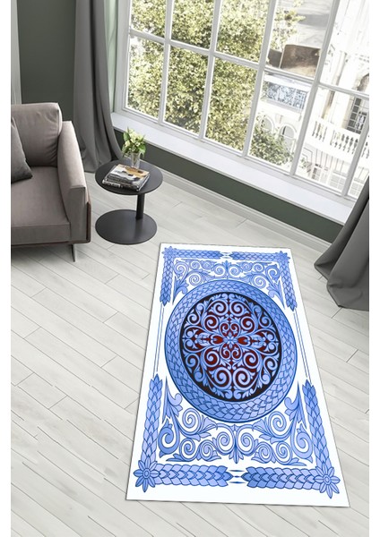 Dijital Baskılı Kaymaz Yıkanabilir (70X130) Hediyelik Namazlık Seccade, N-Seccade-37-Mavi, modelleri