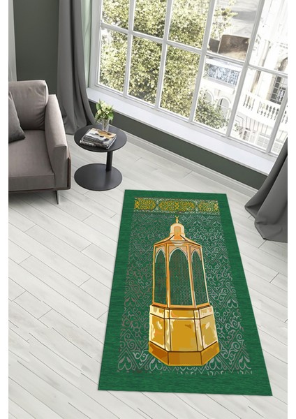 Dijital Baskılı Kaymaz Yıkanabilir (70X130) Hediyelik Namazlık Seccade, N-Seccade-43-Yeşil, fiyatları