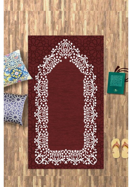 Dijital Baskılı Kaymaz Yıkanabilir (70X130) Hediyelik Namazlık Seccade, N-Seccade-12-Bordo, indirimleri