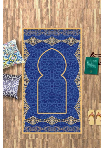 Dijital Baskılı Kaymaz Yıkanabilir (70X130) Hediyelik Namazlık Seccade, N-Seccade-16-Mavi, fırsatları