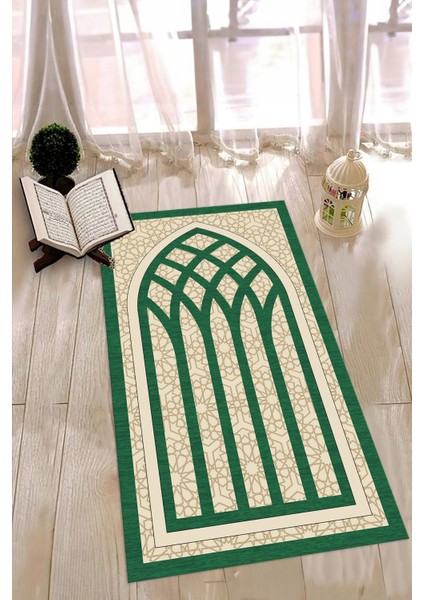 Dijital Baskılı Kaymaz Yıkanabilir (70X130) Hediyelik Namazlık Seccade, N-Seccade-19-Yeşil, fiyatları