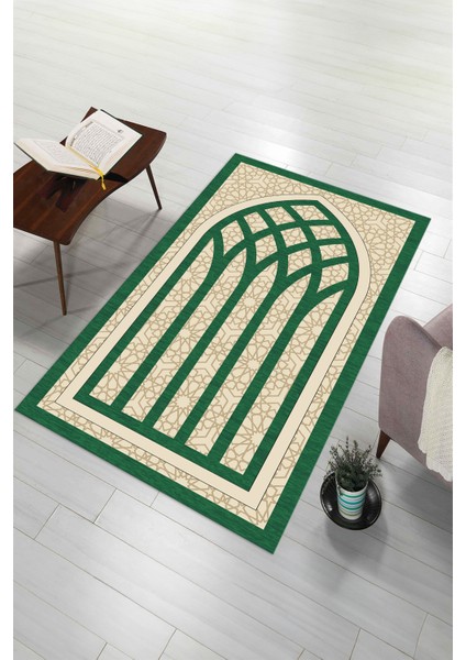 Dijital Baskılı Kaymaz Yıkanabilir (70X130) Hediyelik Namazlık Seccade, N-Seccade-19-Yeşil, indirimleri