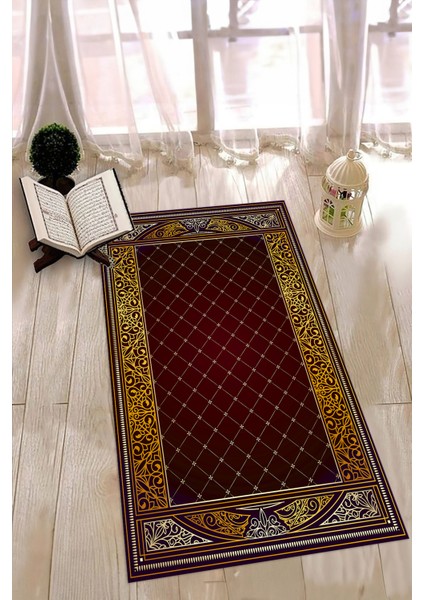 Dijital Baskılı Kaymaz Yıkanabilir (70X130) Hediyelik Namazlık Seccade, N-Seccade-22-Kırmızı,