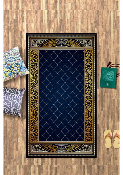 Dijital Baskılı Kaymaz Yıkanabilir (70X130) Hediyelik Namazlık Seccade, N-Seccade-22-Mavi, modelleri