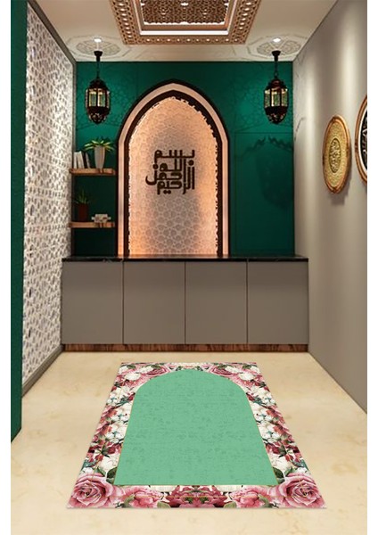 Dijital Baskılı Kaymaz Yıkanabilir (70X130) Hediyelik Namazlık Seccade, N-Seccade-24-Yeşil, fiyatları