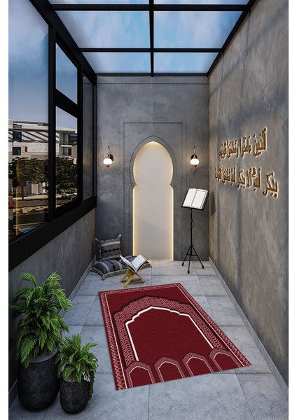 Dijital Baskılı Kaymaz Yıkanabilir (70X130) Hediyelik Namazlık Seccade, N-Seccade-02-Kırmızı, modelleri