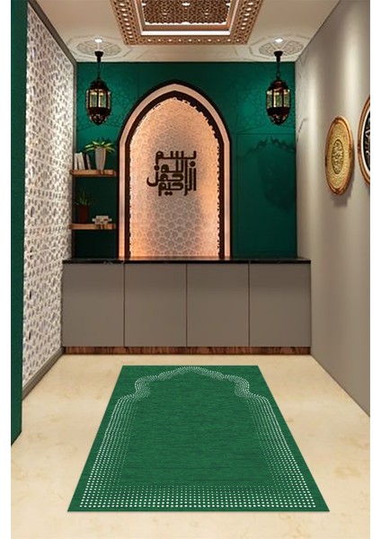 Dijital Baskılı Kaymaz Yıkanabilir (70X130) Hediyelik Namazlık Seccade, N-Seccade-13-Yeşil, modelleri