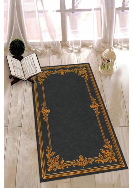 Dijital Baskılı Kaymaz Yıkanabilir (70X130) Hediyelik Namazlık Seccade, N-Seccade-23-Gri,