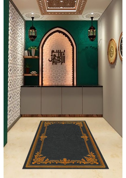 Dijital Baskılı Kaymaz Yıkanabilir (70X130) Hediyelik Namazlık Seccade, N-Seccade-23-Gri, fiyatları