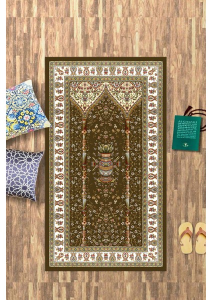Dijital Baskılı Kaymaz Yıkanabilir (70X130) Hediyelik Namazlık Seccade, N-Seccade-30-Kahve, fiyatları