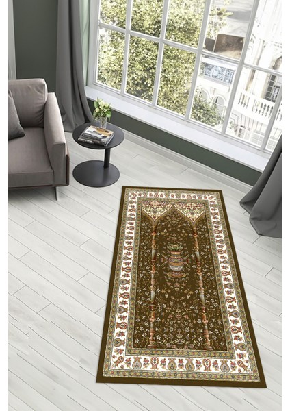 Dijital Baskılı Kaymaz Yıkanabilir (70X130) Hediyelik Namazlık Seccade, N-Seccade-30-Kahve, fırsatları