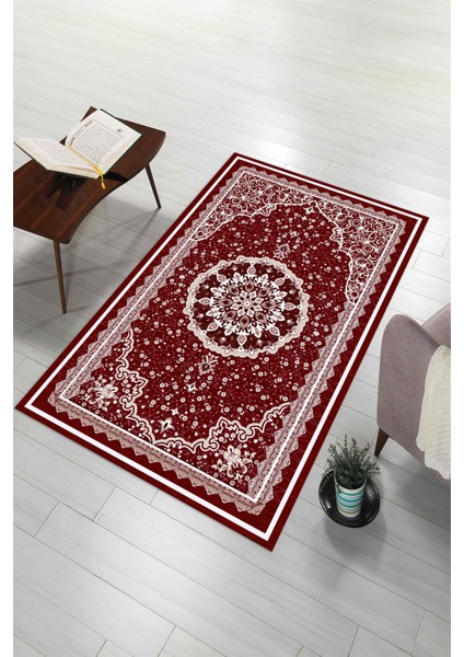 Dijital Baskılı Kaymaz Yıkanabilir (70X130) Hediyelik Namazlık Seccade, N-Seccade-40-Kırmızı,