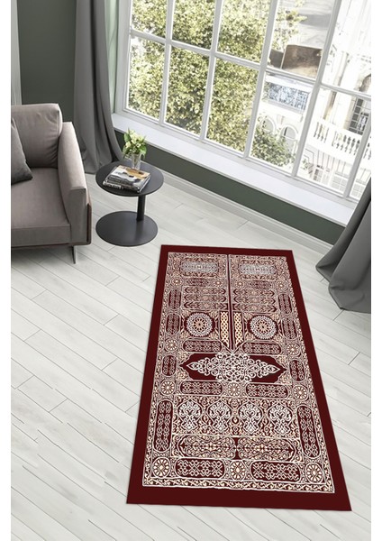 Dijital Baskılı Kaymaz Yıkanabilir (70X130) Hediyelik Namazlık Seccade, N-Seccade-50-Kırmızı,