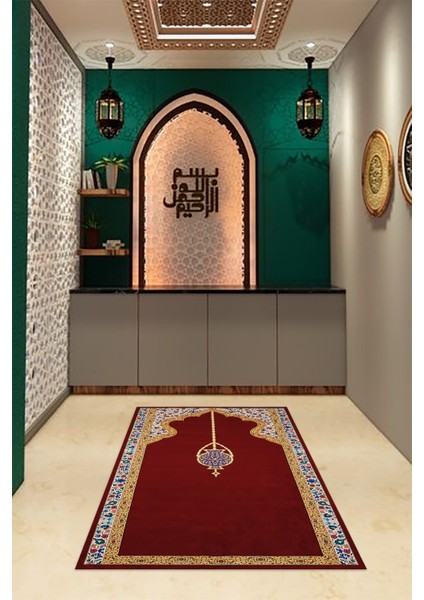 Dijital Baskılı Kaymaz Yıkanabilir (70X130) Hediyelik Namazlık Seccade, N-Seccade-18-Kırmızı, modelleri