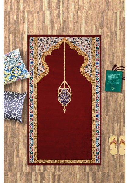 Dijital Baskılı Kaymaz Yıkanabilir (70X130) Hediyelik Namazlık Seccade, N-Seccade-18-Kırmızı, fırsatları