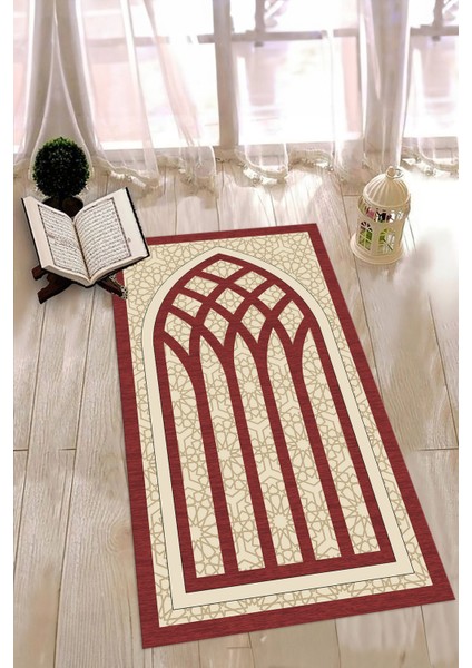 Dijital Baskılı Kaymaz Yıkanabilir (70X130) Hediyelik Namazlık Seccade, N-Seccade-19-Kırmızı, fiyatları