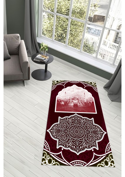 Dijital Baskılı Kaymaz Yıkanabilir (70X130) Hediyelik Namazlık Seccade, N-Seccade-35-Kırmızı, modelleri