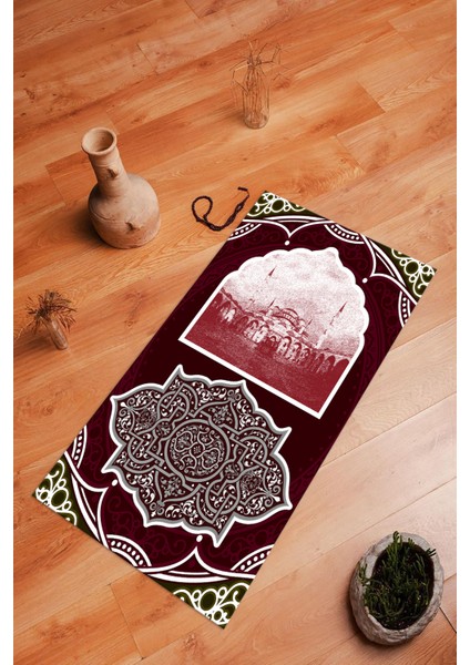 Dijital Baskılı Kaymaz Yıkanabilir (70X130) Hediyelik Namazlık Seccade, N-Seccade-35-Kırmızı, fırsatları
