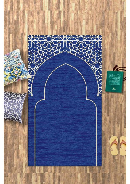 Dijital Baskılı Kaymaz Yıkanabilir (70X130) Hediyelik Namazlık Seccade, N-Seccade-15-Mavi, fırsatları