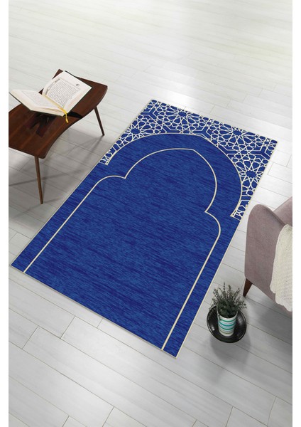 Dijital Baskılı Kaymaz Yıkanabilir (70X130) Hediyelik Namazlık Seccade, N-Seccade-15-Mavi, indirimleri
