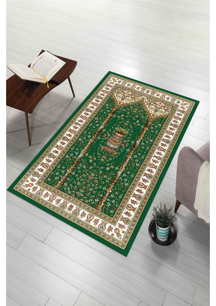 Dijital Baskılı Kaymaz Yıkanabilir (70X130) Hediyelik Namazlık Seccade, N-Seccade-30-Yeşil, modelleri