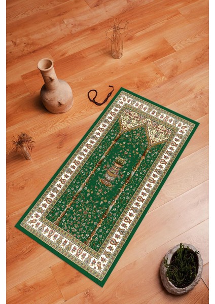 Dijital Baskılı Kaymaz Yıkanabilir (70X130) Hediyelik Namazlık Seccade, N-Seccade-30-Yeşil, indirimleri