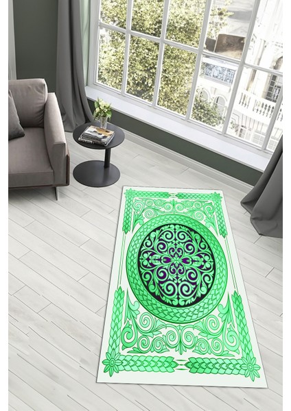 Dijital Baskılı Kaymaz Yıkanabilir (70X130) Hediyelik Namazlık Seccade, N-Seccade-37-Yeşil, modelleri