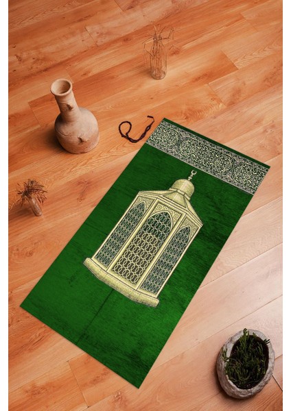 Dijital Baskılı Kaymaz Yıkanabilir (70X130) Hediyelik Namazlık Seccade, N-Seccade-41-Yeşil, modelleri